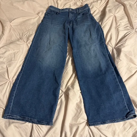 Express Deep Blue Baggy Low Rise Stretch Jeans - Picture 1 of 9